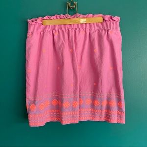 J. Crew Pink Orange Pattern Sidewalk Linen Blend Mini Skirt